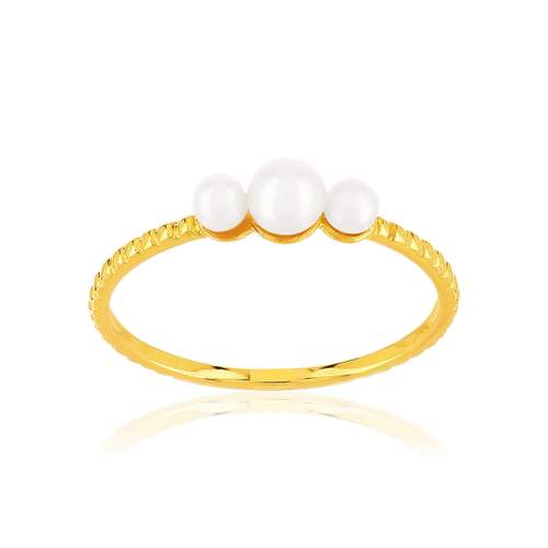 Yellow gold-plated ring with chinese cultured pearls