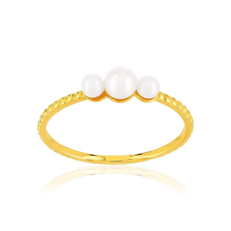 Bague plaqué or jaune perles de culture de chine - vue 1