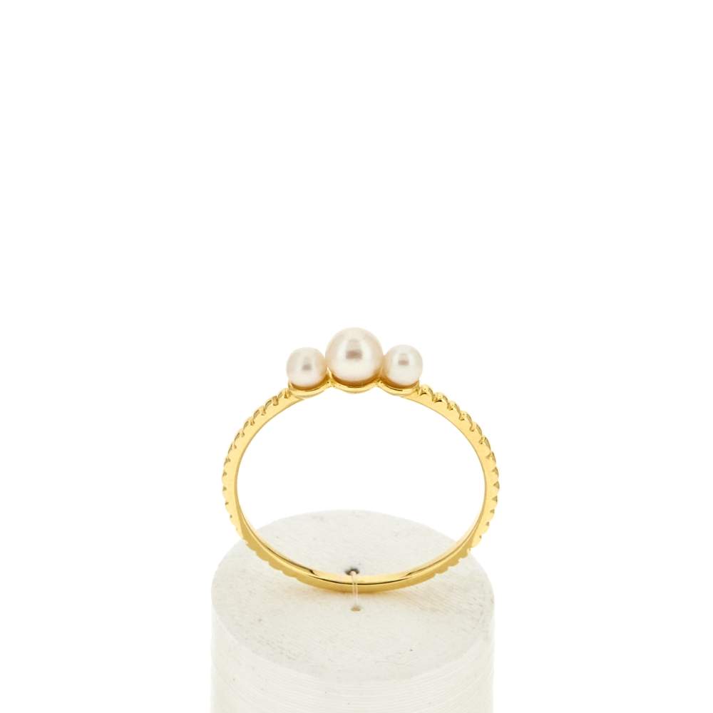 Bague plaqué or jaune perles de culture de chine - vue 1