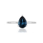 Bague or 375 blanc topaze London Blue traitée - vue 3