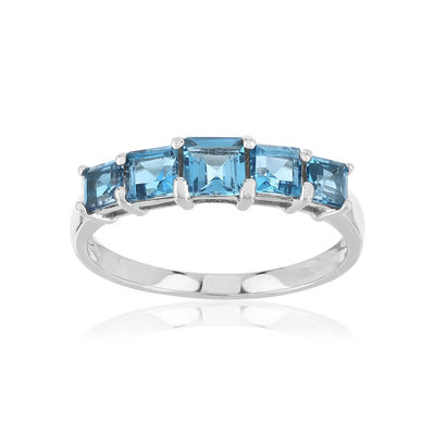 925 sterling silver ring with treated blue topaz stones - view 1