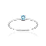 Bague or 375 blanc topaze bleue traitée - vue 1