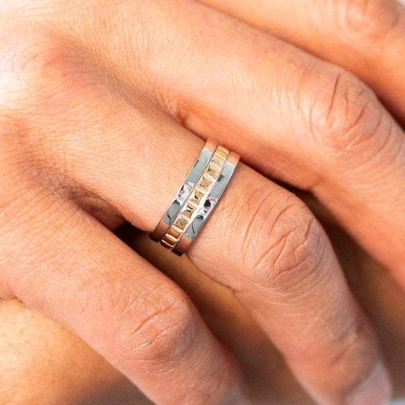 Bague argent 925 2 tons - vue porté 1