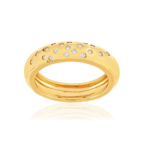 Bague plaqué or jaune zircons