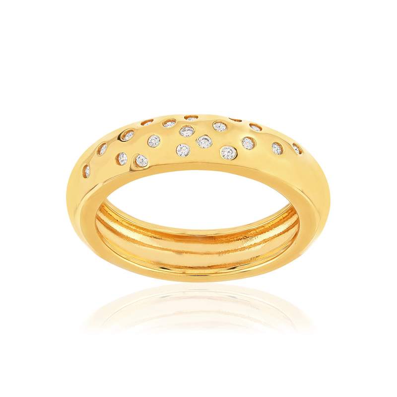 Bague plaqué or jaune zircons - vue 1