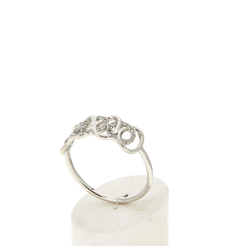 Bague or 375 blanc diamants - vue 3