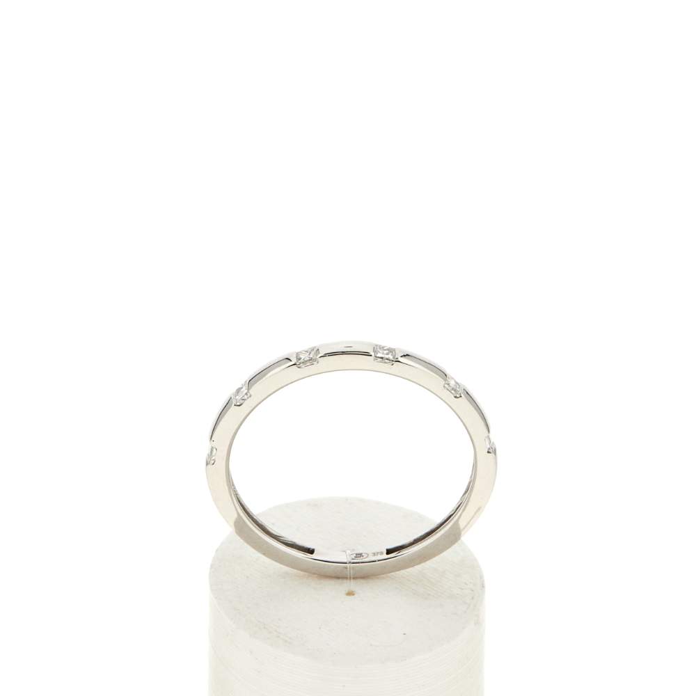 Bague or 375 blanc diamants - vue 1