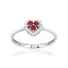 Bague or 375 blanc rubis diamants motif coeur - vue V1