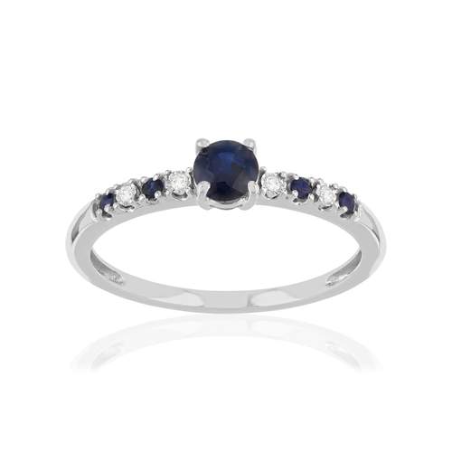 Bague or 375 blanc saphirs