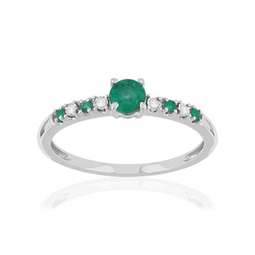 Bague or 375 blanc émeraudes