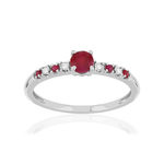 Bague or 375 blanc rubis diamants - vue 1