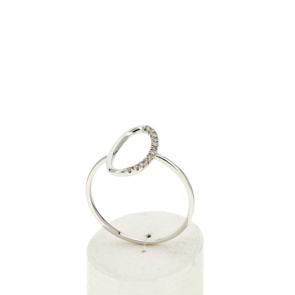 Bague or 375 blanc blanc diamants - vue 2
