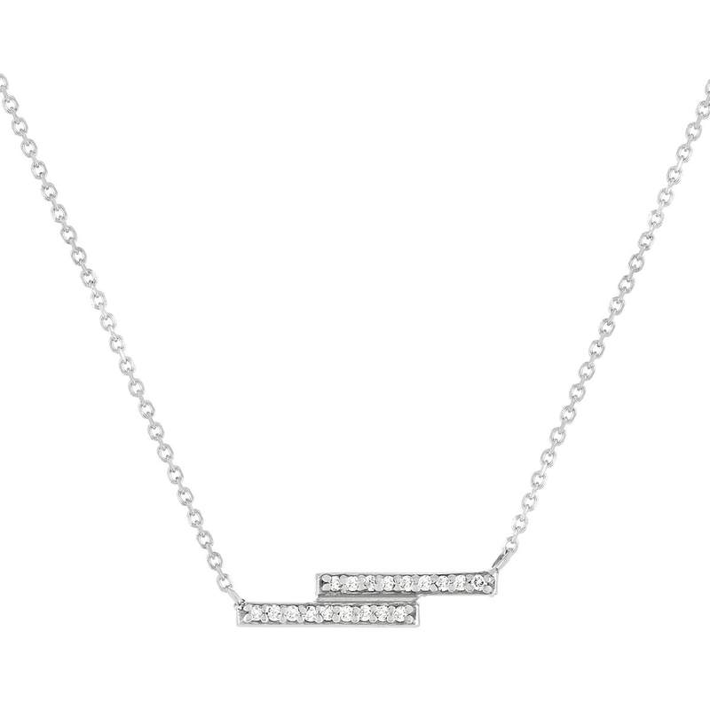 Collier or 375 blanc blanc diamants 45cm anneau de raccourcissement 42cm - vue 1