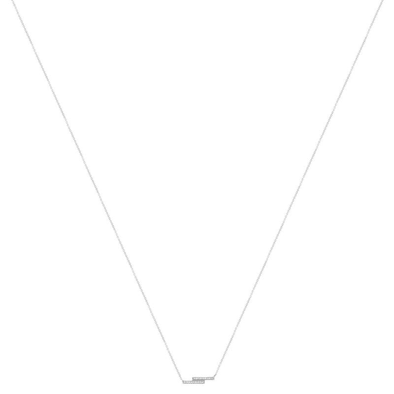 Collier or 375 blanc blanc diamants 45cm anneau de raccourcissement 42cm - vue 2