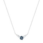 Collier or 375 blanc topazes bleues traitées 45cm avec anneau de raccourcissement 42cm - vue 1