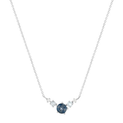 Collier or 375 blanc topazes bleues traitées 45cm avec anneau de raccourcissement 42cm - vue 1