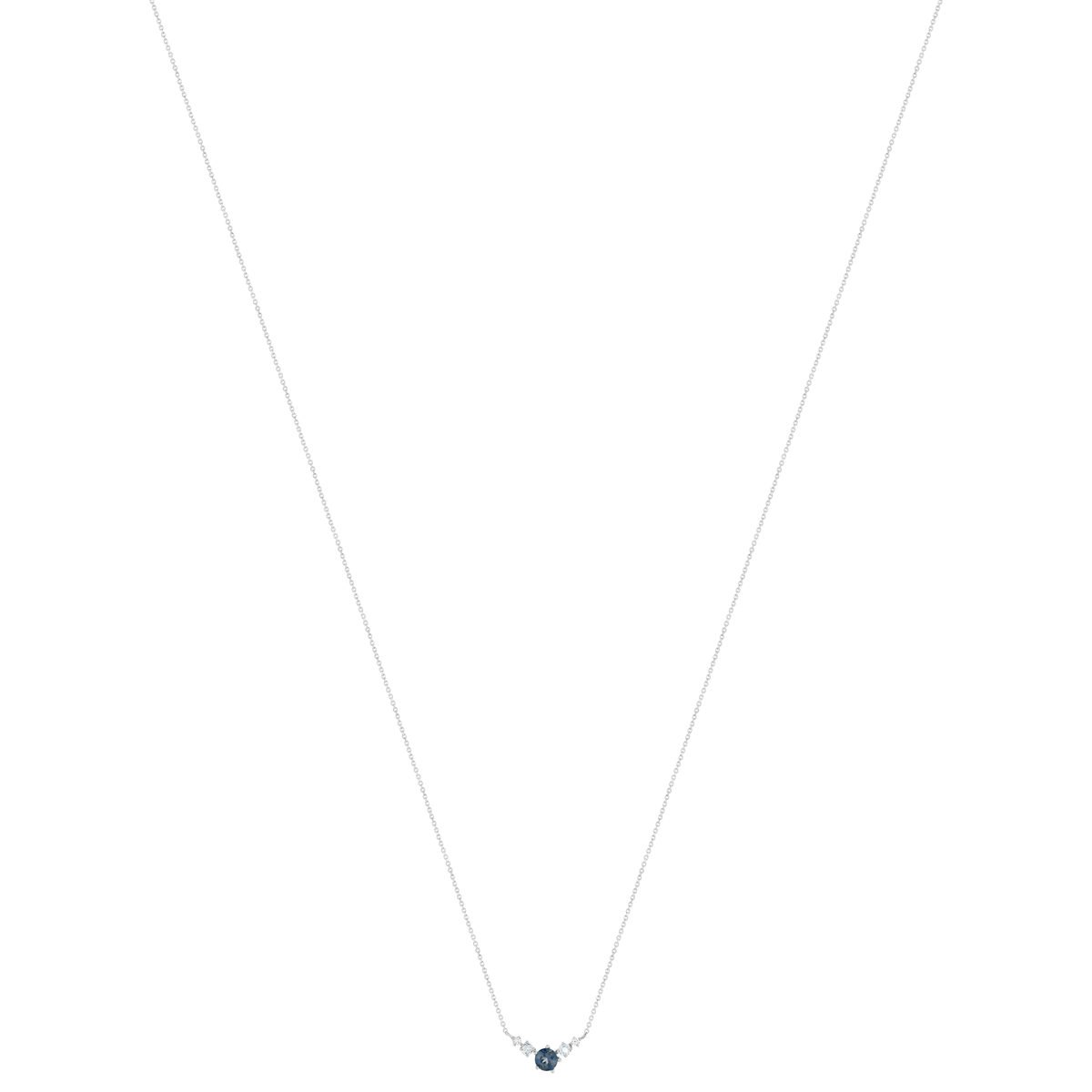 Collier or 375 blanc blanc topaze bleues 45cm avec anneau de raccourcissement 42cm - vue 2