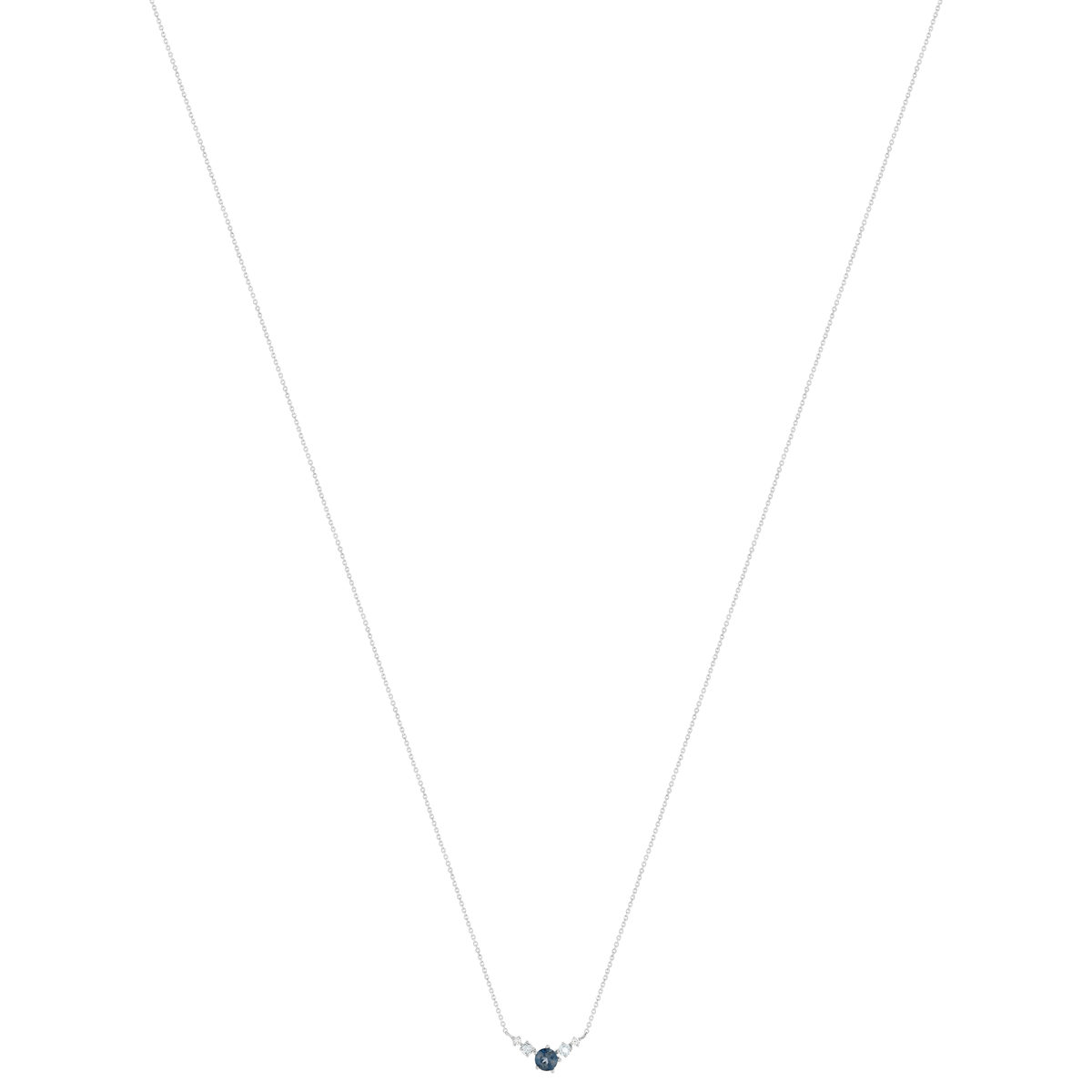 Collier or 375 blanc topazes bleues traitées 45cm avec anneau de raccourcissement 42cm - vue 2