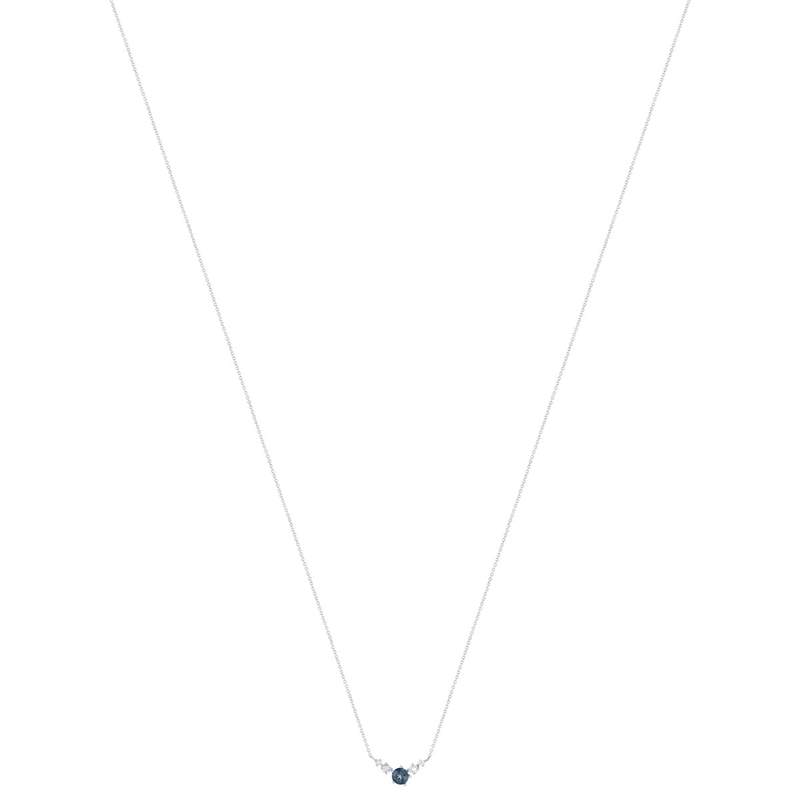 Collier or 375 blanc topazes bleues traitées 45cm avec anneau de raccourcissement 42cm - vue 2