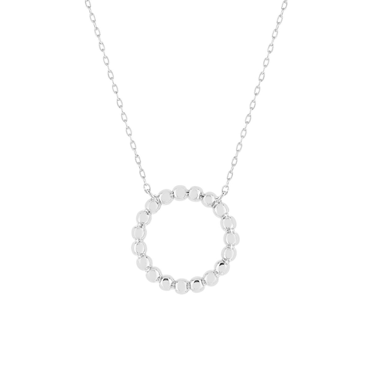 Collier or 375 blanc blanc 45cm avec anneau de raccourcissement à 42cm