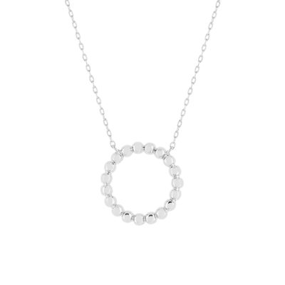 Collier or 375 blanc blanc 45cm avec anneau de raccourcissement à 42cm