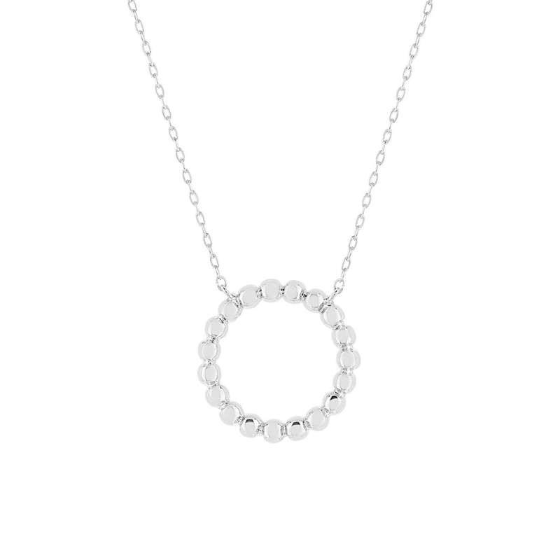 Collier or 375 blanc blanc 45cm avec anneau de raccourcissement à 42cm - vue 1
