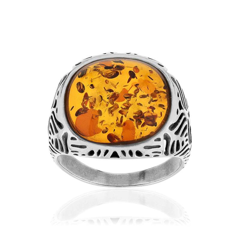 925 sterling silver ring with amber - view 1