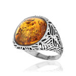 Bague argent 925 ambre - vue D1