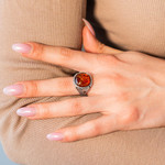 Bague argent 925 ambre - vue porté 1