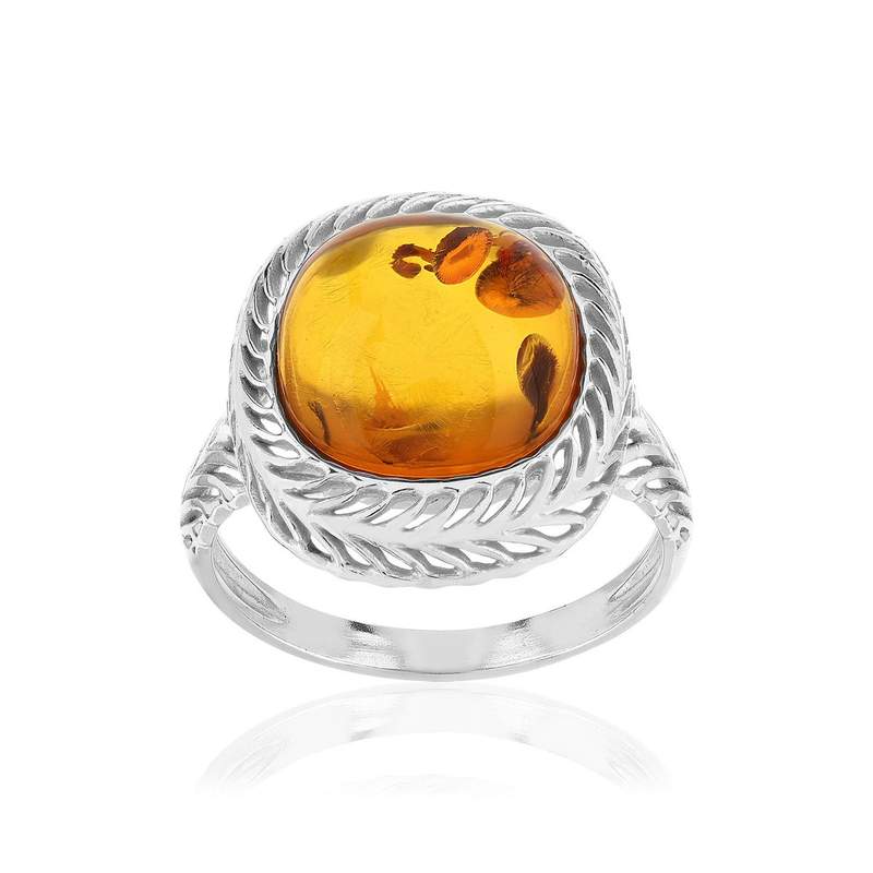 Bague argent 925 ambre - vue 1
