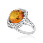 Bague argent 925 ambre - vue D1