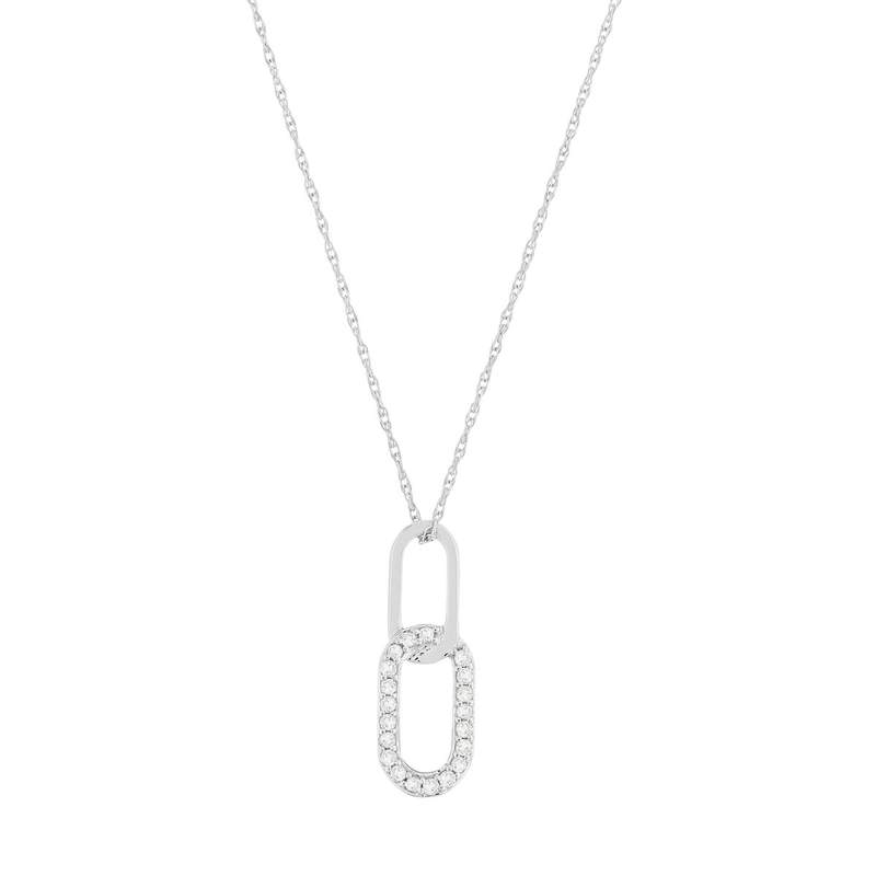 Collier or 375 blanc diamants - vue 1