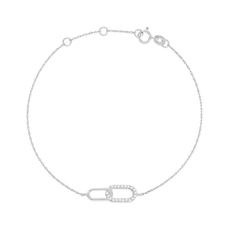Bracelet or 375 blanc diamants - vue 1