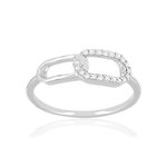 Bague or 375 blanc diamants - vue 1