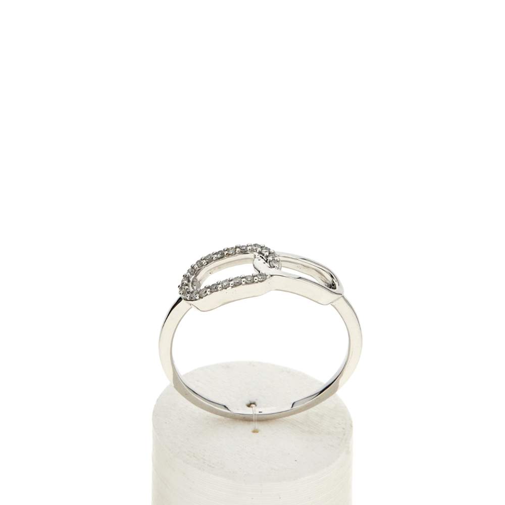 Bague or 375 blanc diamants - vue 1