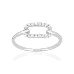 Bague or 375 blanc diamants - vue 1