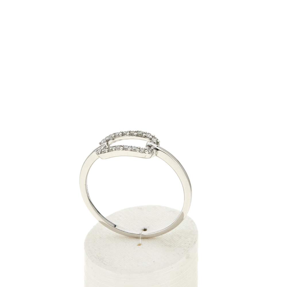 Bague or 375 blanc diamants - vue 2
