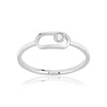 Bague or 375 blanc diamants - vue 1