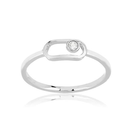 Bague or 375 blanc diamants