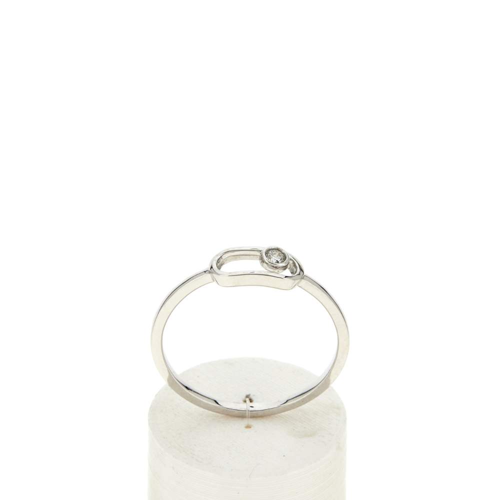 Bague or 375 blanc diamants - vue 1
