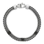 Bracelet argent 925 tressé onyx carrés 21cm - vue 1