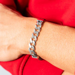 Bracelet argent 925 maille cubaine 20cm - vue porté 1