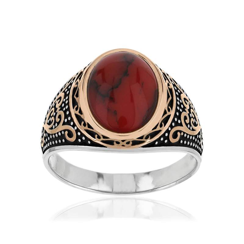 Bague argent 925 jaspe synthétique - vue 1