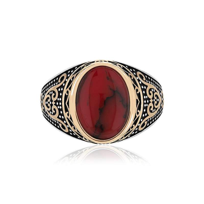 Bague argent 925 jaspe synthétique - vue 3