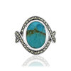 Bague argent turquoises marcassites ziconias - vue V3