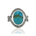 Bague argent turquoises marcassites ziconias - vue 3