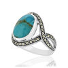 Bague argent turquoises marcassites ziconias - vue VD1