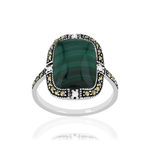 Bague argent malachites marcassites et ziconias - vue 1