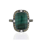 Bague argent malachites marcassites et ziconias - vue 3