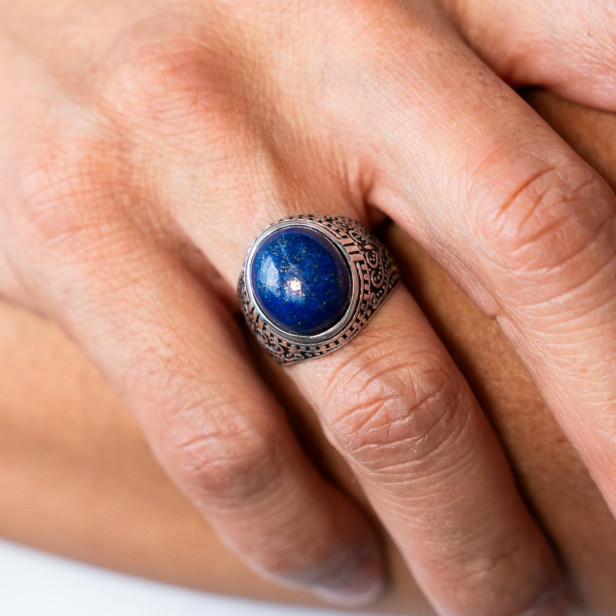 Bague argent 925 lapis lazulis - vue porté 1